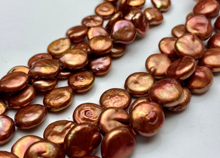 9 mm Or 10-11 mm AAA Orange Copper Color Coin Freshwater Pearl Beads High Luster Genuine Smooth And Round Freshwater Coin Pearls #1604