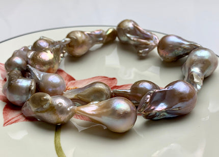 15x20-32 mm HUGE Natural Seaweed Color Baroque Freshwater Pearl Beads Limited Jumbo Size Natural Color Baroque Pearls #1614