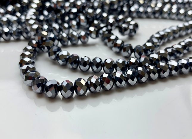 4.5x6 mm AAA Faceted Rondelle Terahertz Gemstone Beads Top Quality Micro Faceted Terahertz Gemstone Loose Beads #2458