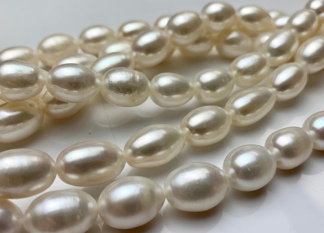 10-11x15-16 mm AAAA Natural White Freshwater Pearls Long Rice/Oval Shape Pearl Beads Genuine High Quality Freshwater Pearls. #1064
