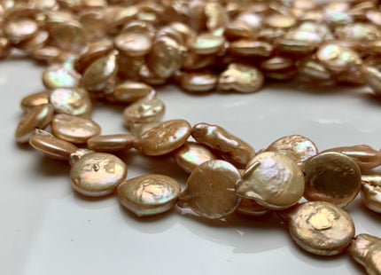 11 mm Freshwater Coin Pearl Beads Light Champagne, Cultured Freshwater Coin Pearl, Genuine Freshwater Pearl Beads #149