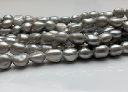 9x12-14 mm Large Hole Silver/Gray Color Rice Nugget Shape Freshwater Pearls Beads 2.1mm Hole #789