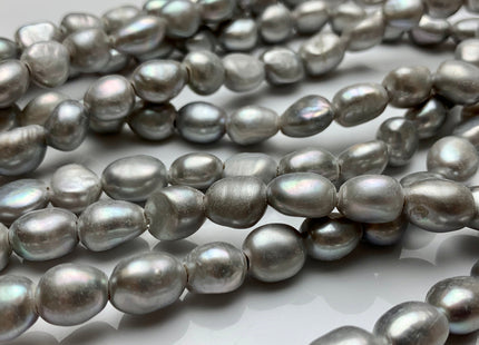 9x12-14 mm Large Hole Silver/Gray Color Rice Nugget Shape Freshwater Pearls Beads 2.1mm Hole #789