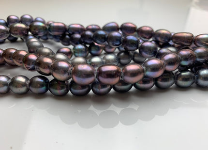 10x12 mm AA Large Hole Grayish Peacock OR Purplish Peacock Rice/Oval Genuine Freshwater Pearl Beads 2.2 mm Hole Pearl Beads #1162