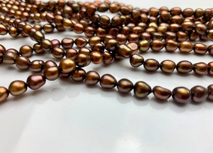 6x8 mm Or 8x10 mm AAA Copper Brown Color Rice Nugget Freshwater Pearl Beads High Luster Genuine Freshwater Pearl Nuggets #308