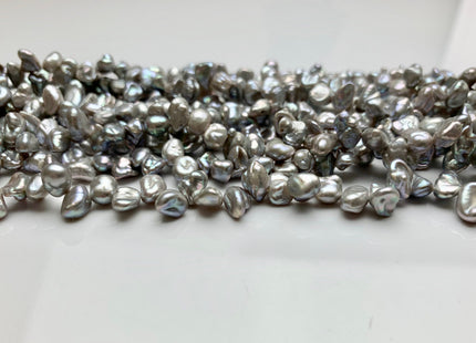 5x7-8 mm AA High Luster Silver Gray Keshi Freshwater Pearl Beads Top Drilled Gray Keshi Pearls Dancing Silver Pearl Beads #345