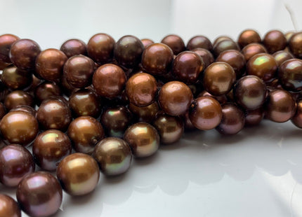 7-7.5mm 9.5-10mm AAA Chocolate Brown Semi-Round Freshwater Pearl Beads Genuine Near Round Freshwater Pearls #1619