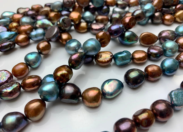 9x11-12 mm AAA Mixed Color Freshwater Pearl Nugget Beads Peacock Brown Blue Gray Mixed High Luster Potato Nugget Freshwater Pearls #174