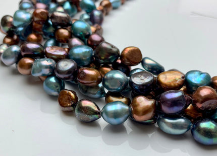 9x11-12 mm AAA Mixed Color Freshwater Pearl Nugget Beads Peacock Brown Blue Gray Mixed High Luster Potato Nugget Freshwater Pearls #174