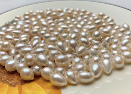 5 Pieces AAA 6.5-7x9-11 mm Top Quality High Luster TearDrop/Oval Half Drilled Freshwater Pearls Genuine Natural Freshwater Pearls #1636