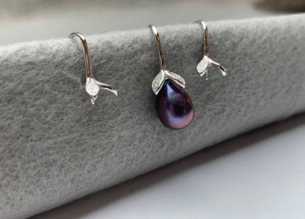 One Piece AAA 7-8x10-11 mm Top Quality High Luster Tear Drop Half Drilled Freshwater Pearls Genuine Peacock Color Freshwater Pearls #1640