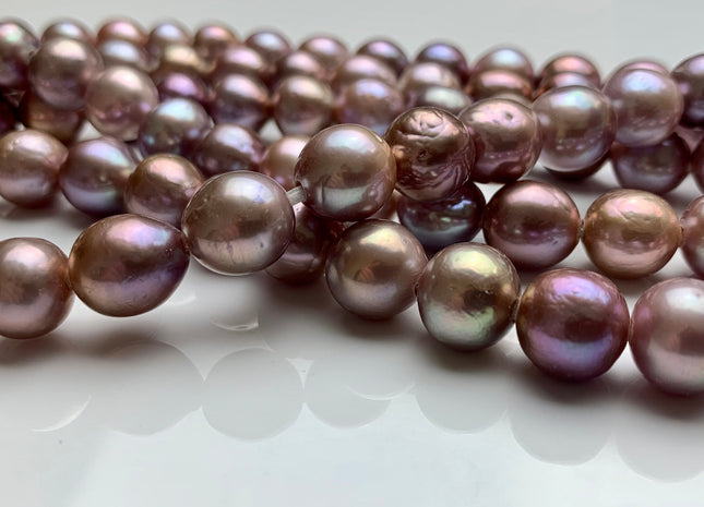 11-12 mm AAA HalfStrand LargeHole Very Rare Dark Mauve Pink Baroque Pearl Bead 2.2 mm Hole Natural Edison Pearl With Iridescent Color #1631