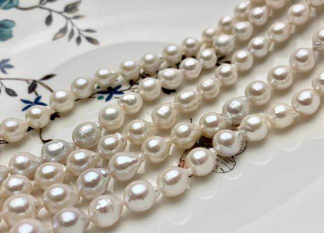 8x9-10 mm AA Natural White Edison Baroque Freshwater Pearl Beads Genuine High Luster Natural White Edison Baroque Freshwater Pearls #1812