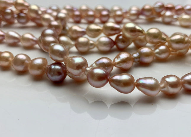 6.5-7x8.5mm AAA Natural Pink Edison Baroque Freshwater Pearl Tear Drop Shape Beads Genuine High Luster Natural Pink Edison Pearls #1808