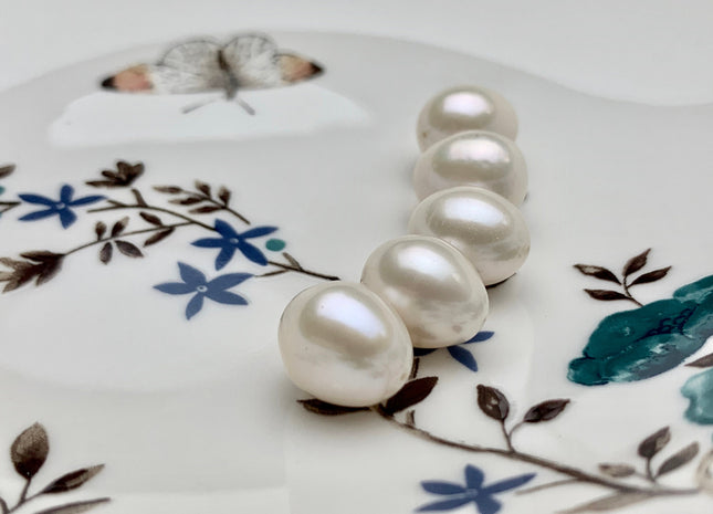 ONE Piece 11-13x13-16 mm AAA Natural White Through Hole Rice/Oval Pearl Single Beads Genuine High Luster Rice Oval Shape Pearls #1804