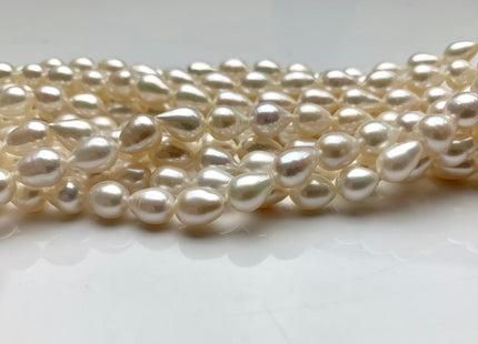 7x8-10 mm AAA Half Strand Natural White Tear Drop Shape Freshwater Pearl Beads Genuine High Luster Tear Drop Shape Freshwater Pearls #1823