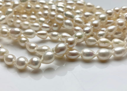 7x8-10 mm AAA Half Strand Natural White Tear Drop Shape Freshwater Pearl Beads Genuine High Luster Tear Drop Shape Freshwater Pearls #1823
