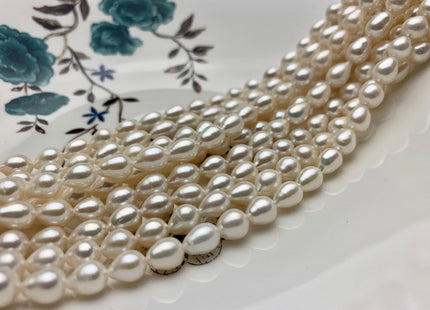 7x8-10 mm AAA Half Strand Natural White Tear Drop Shape Freshwater Pearl Beads Genuine High Luster Tear Drop Shape Freshwater Pearls #1823