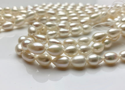 7x8-11 mm AAA Half Strand Natural White Tear Drop Shape Freshwater Pearl Beads Genuine High Luster Tear Drop Shape Freshwater Pearls #1824