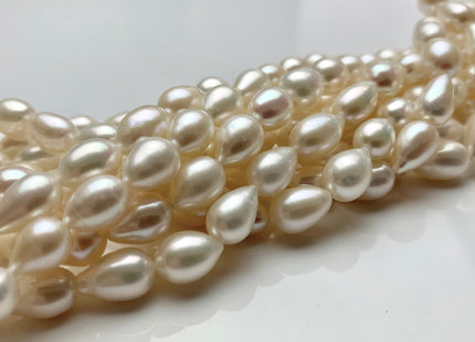 7x8-11 mm AAA Half Strand Natural White Tear Drop Shape Freshwater Pearl Beads Genuine High Luster Tear Drop Shape Freshwater Pearls #1824