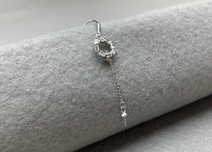 One Pair 925 Sterling Silver Earring Setting With CZ Genuine 925 Sterling Silver Dangle Earring Findings For Half Drilled Pearls #1628-G