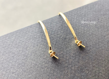 One Pair 925 Sterling Silver Or Gold Simple Hook Earring Setting 925 Sterling Silver Earring Hook Findings For Half Drilled Pearls #10348-J