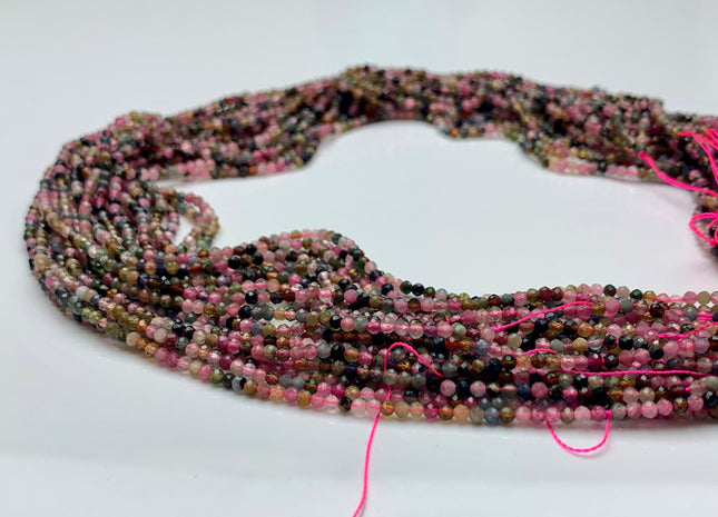 WHOLESALE 2mm 2.5mm Natural Color Tourmaline Micro Faceted Gemstone Beads #2319
