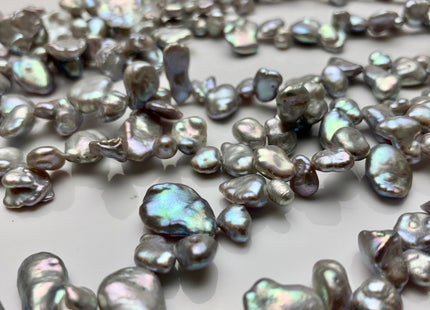 7x8-10x17 mm AA High Luster Gray Color Keshi Paddle Freshwater Pearl Beads Top Drilled High Luster Dancing Keshi Pearls #1816