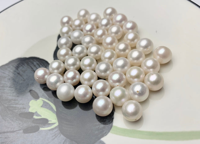 ONE Piece AAA 10.5-11 mm Top Quality High Luster Round Half Drilled Freshwater Pearl Genuine Natural White Freshwater Pearls #1646-1511
