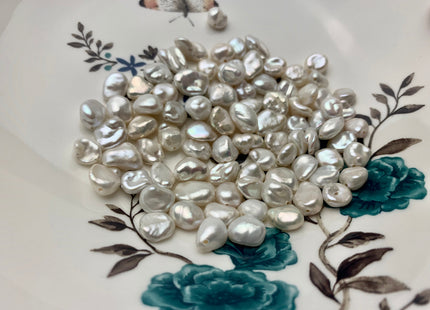 ONE Piece AAA 8x9-11 mm Top Quality High Luster Through Drilled Freshwater Keshi Pearl Beads Genuine Natural White Keshi Pearls #1647-TH