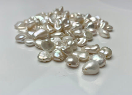 ONE Piece AAA 8x9-11 mm Top Quality High Luster Through Drilled Freshwater Keshi Pearl Beads Genuine Natural White Keshi Pearls #1647-TH