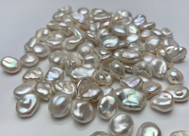 ONE Piece AAA 8x9-11 mm Top Quality High Luster Through Drilled Freshwater Keshi Pearl Beads Genuine Natural White Keshi Pearls #1647-TH