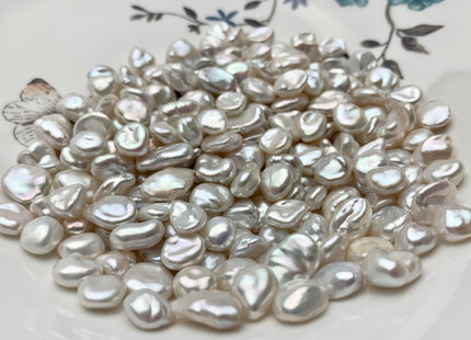 ONE Piece AAA 8-9x9-12 mm Top Quality High Luster Half Drilled Freshwater Keshi Pearl Beads Genuine Natural White Keshi Pearls #1647-HD