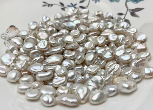 ONE Piece AAA 8-9x9-12 mm Top Quality High Luster Half Drilled Freshwater Keshi Pearl Beads Genuine Natural White Keshi Pearls #1647-HD