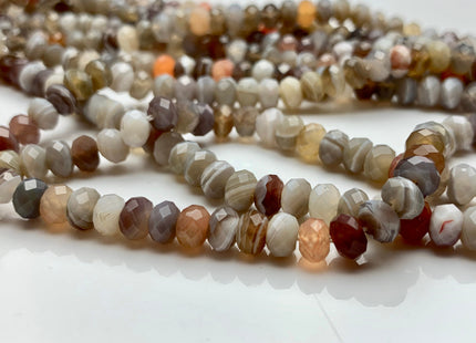 2x3mm 3x4mm 4x6mm AAA Natural Color Faceted Rondelle Gray Botswana Agate Gemstone Beads Natural Gray Brown Mixed Agate #2270