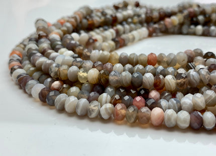 2x3mm 3x4mm 4x6mm AAA Natural Color Faceted Rondelle Gray Botswana Agate Gemstone Beads Natural Gray Brown Mixed Agate #2270