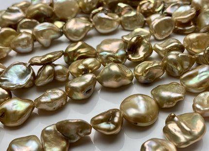 12-13 mm AA Half Strand High Luster Gold Color Keshi Nugget Freshwater Pearl Beads Center Drilled Keshi Nugget Pearls #1826