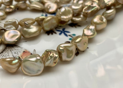 12-13 mm AA Half Strand High Luster Gold Color Keshi Nugget Freshwater Pearl Beads Center Drilled Keshi Nugget Pearls #1826