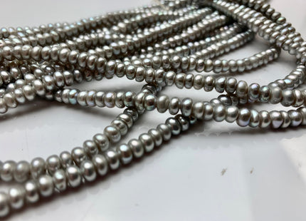 5 mm AAA Large Hole Silver Gray Round Button Freshwater Pearls Hole Size 1.5 mm Genuine Large Hole Rondelle Freshwater Pearl Beads #1831