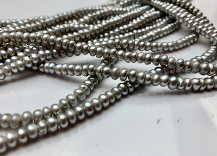 5 mm AAA Large Hole Silver Gray Round Button Freshwater Pearls Hole Size 1.5 mm Genuine Large Hole Rondelle Freshwater Pearl Beads #1831
