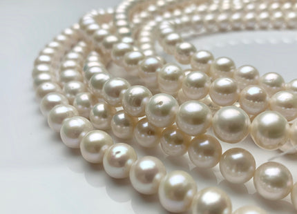 10-11 mm AA Natural White Semi Round Freshwater Pearl Beads Genuine High Luster White Cultured Freshwater Pearls #1651