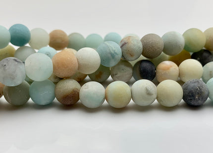 6mm 8mm 10mm 12mm Large Hole Natural Multi Color Matte Finished Amazonite Gemstone Hole Size 1.0mm Or 2.0mm Natural Color Round Beads #2322