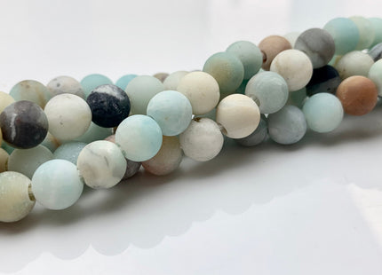 6mm 8mm 10mm 12mm Large Hole Natural Multi Color Matte Finished Amazonite Gemstone Hole Size 1.0mm Or 2.0mm Natural Color Round Beads #2322