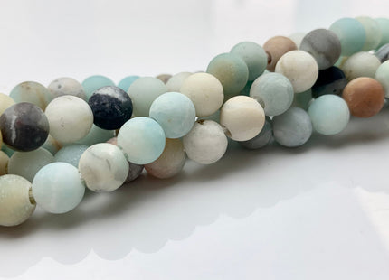 6mm 8mm 10mm 12mm Large Hole Natural Multi Color Matte Finished Amazonite Gemstone Hole Size 1.0mm Or 2.0mm Natural Color Round Beads #2322