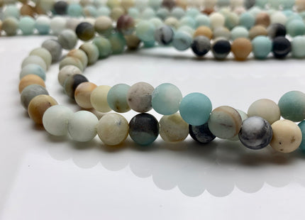6mm 8mm 10mm 12mm Large Hole Natural Multi Color Matte Finished Amazonite Gemstone Hole Size 1.0mm Or 2.0mm Natural Color Round Beads #2322