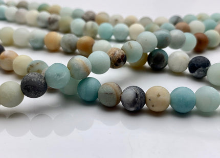 6mm 8mm 10mm 12mm Large Hole Natural Multi Color Matte Finished Amazonite Gemstone Hole Size 1.0mm Or 2.0mm Natural Color Round Beads #2322