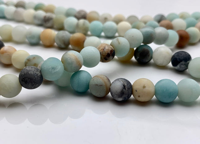6mm 8mm 10mm 12mm Large Hole Natural Multi Color Matte Finished Amazonite Gemstone Hole Size 1.0mm Or 2.0mm Natural Color Round Beads #2322