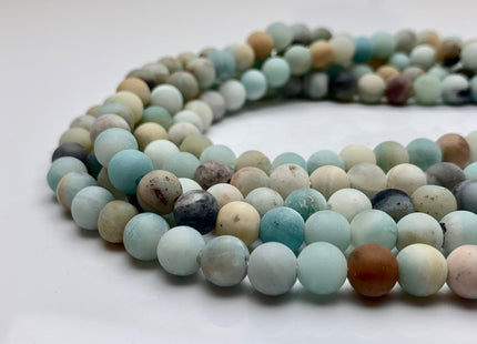 6mm 8mm 10mm 12mm Large Hole Natural Multi Color Matte Finished Amazonite Gemstone Hole Size 1.0mm Or 2.0mm Natural Color Round Beads #2322