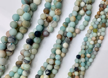 6mm 8mm 10mm 12mm Large Hole Natural Multi Color Matte Finished Amazonite Gemstone Hole Size 1.0mm Or 2.0mm Natural Color Round Beads #2322