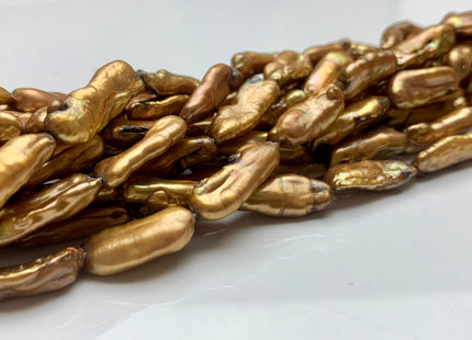 8x18 mm Copper Gold Color Biwa Stick Freshwater Pearl Beads Genuine Rare Biwa Stick Pearls #1836